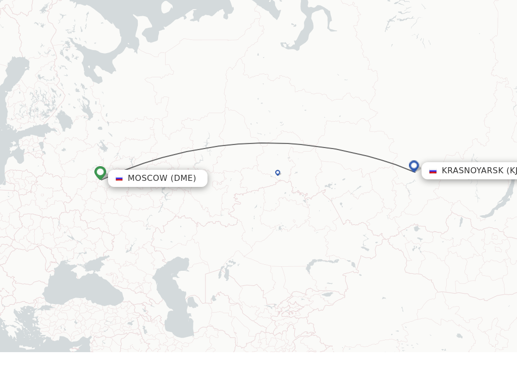 Flights from Moscow to Krasnoyarsk route map