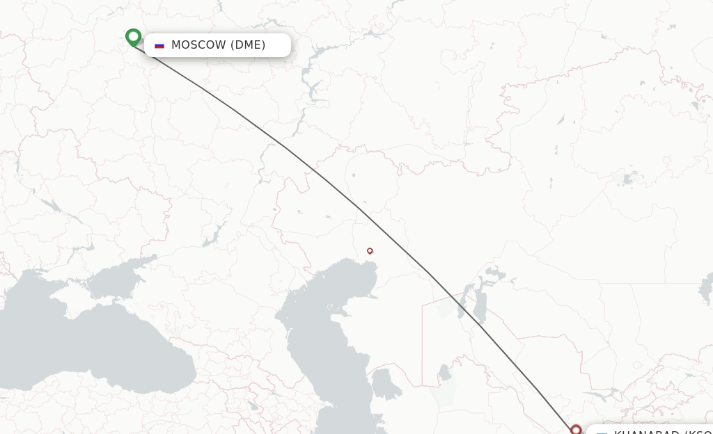 Flights from Moscow to Qarshi route map