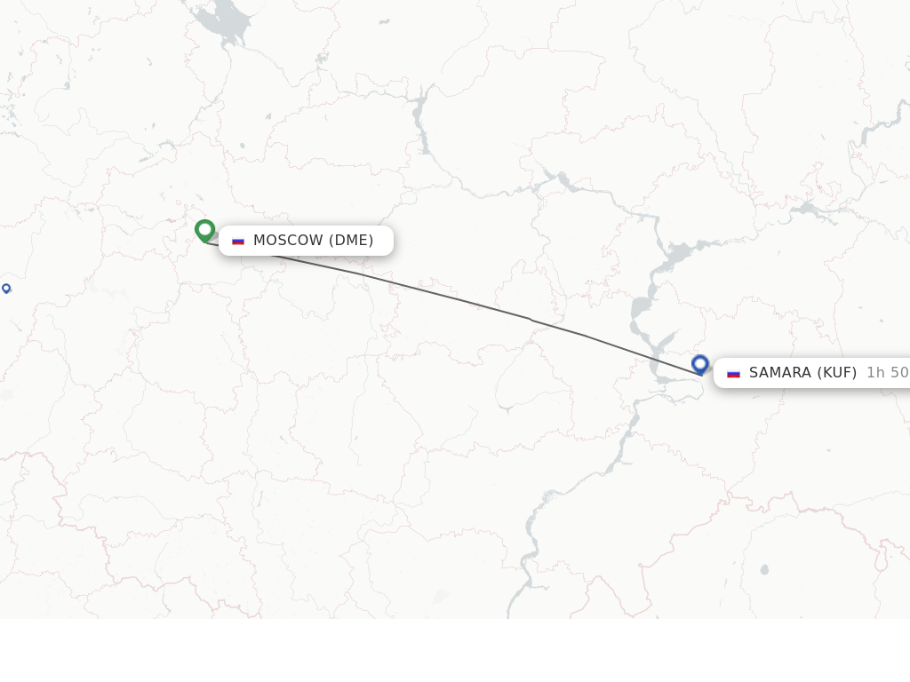 Flights from Moscow to Samara route map