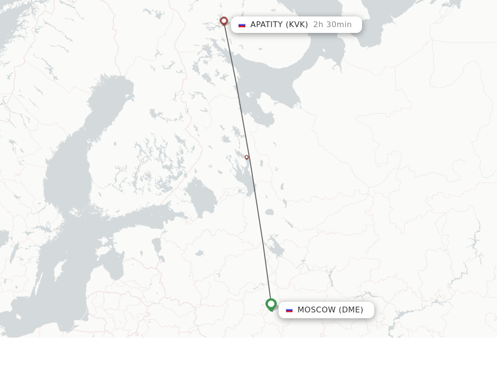 Flights from Moscow to Kirovsk route map