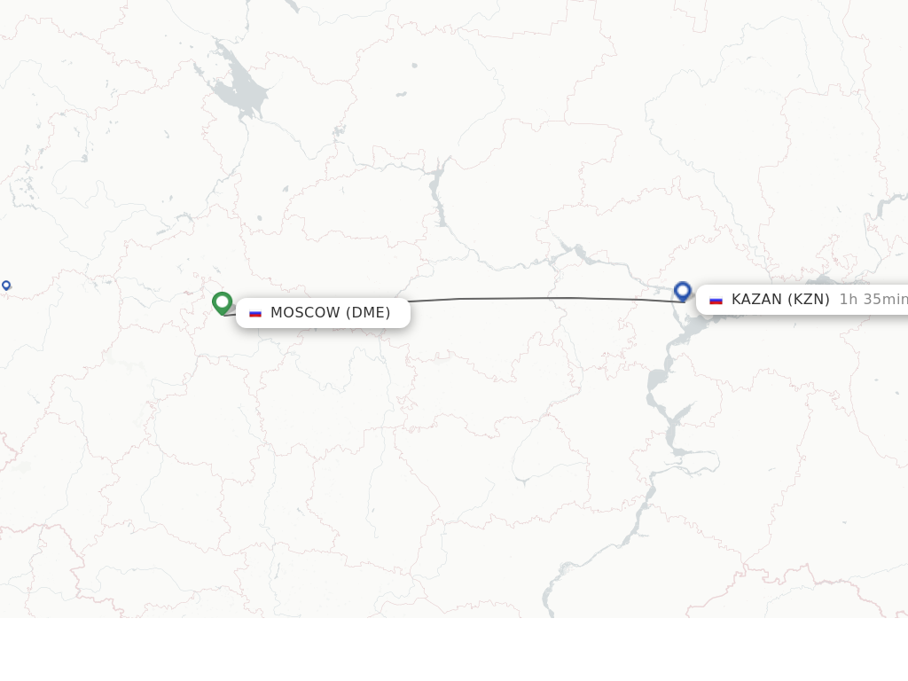 Flights from Moscow to Kazan route map