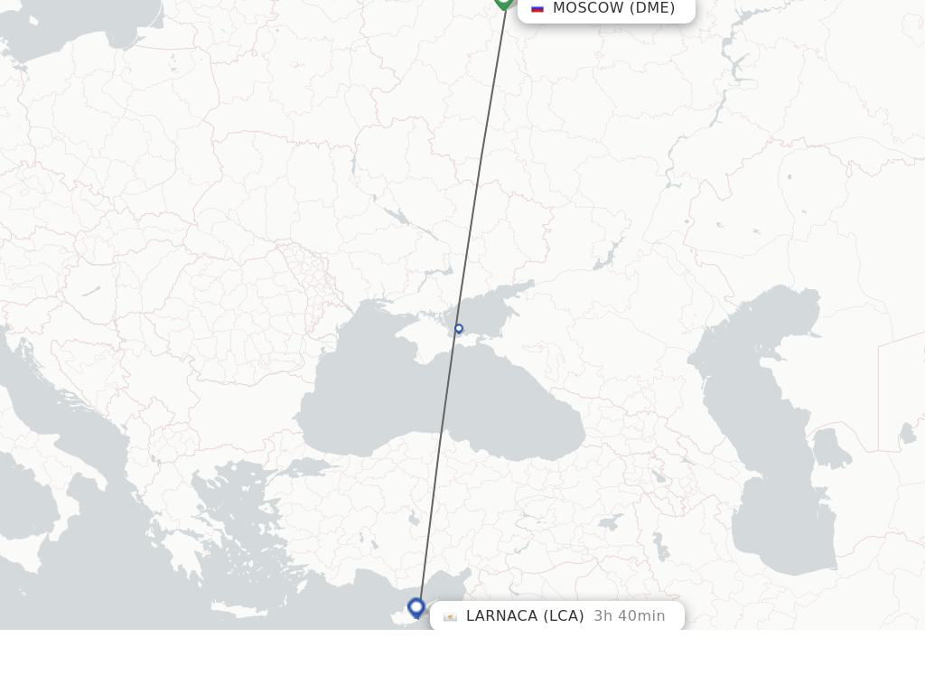 Flights from Moscow to Larnaca route map