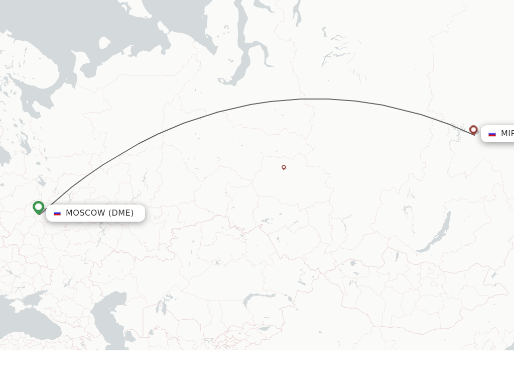 Flights from Moscow to Mirnyj route map