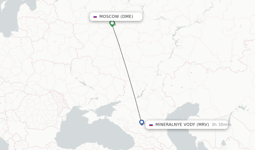 Flights from Moscow to Mineralnye Vody route map