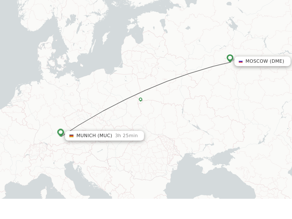 Flights from Moscow to Munich route map
