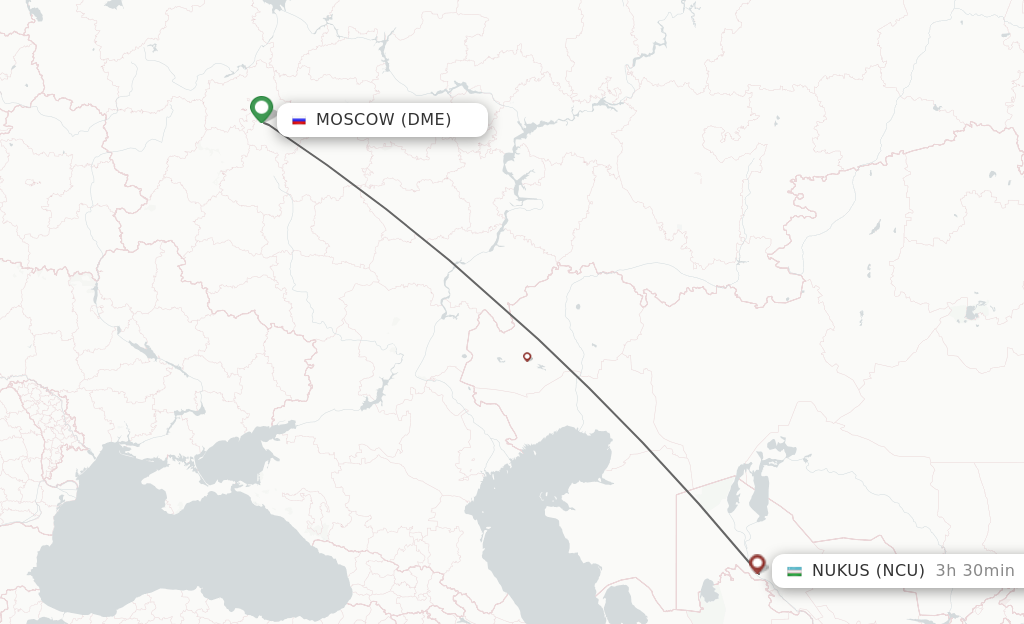 Flights from Moscow to Nukus route map