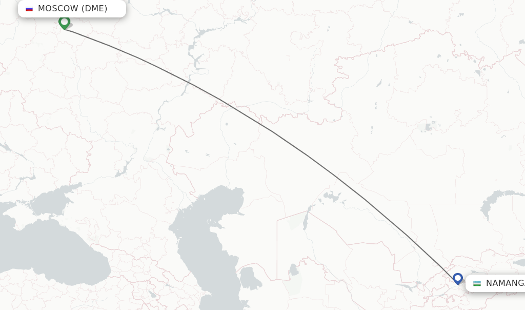 Flights from Moscow to Namangan route map