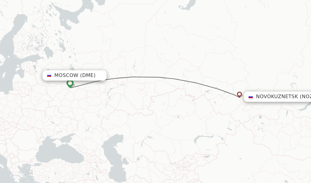 Flights from Moscow to Novokuznetsk route map