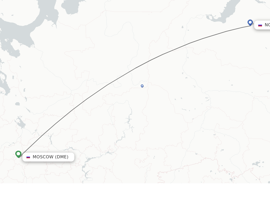 Flights from Moscow to Novy Urengoy route map