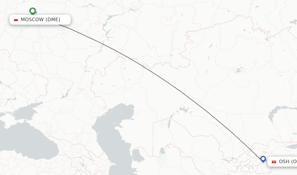 Flights from Moscow to Osh route map