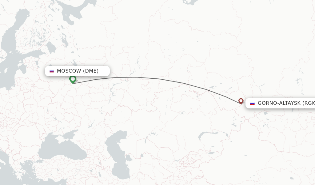 Flights from Moscow to Gorno-Altaysk route map