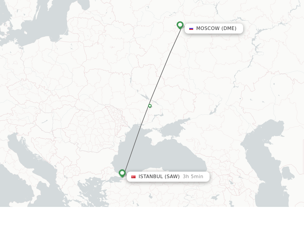 Flights from Moscow to Istanbul route map