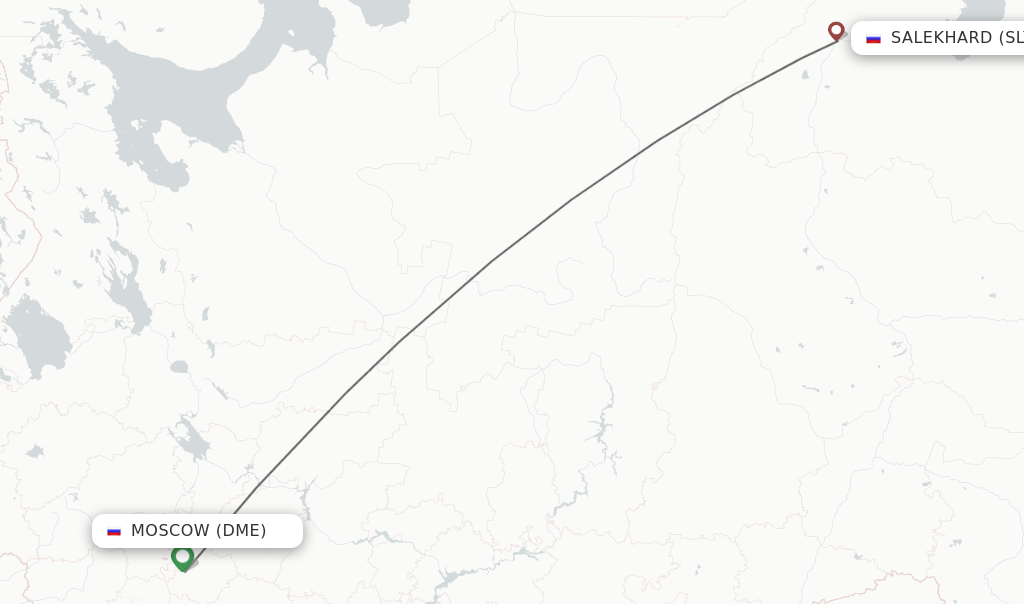 Flights from Moscow to Salekhard route map