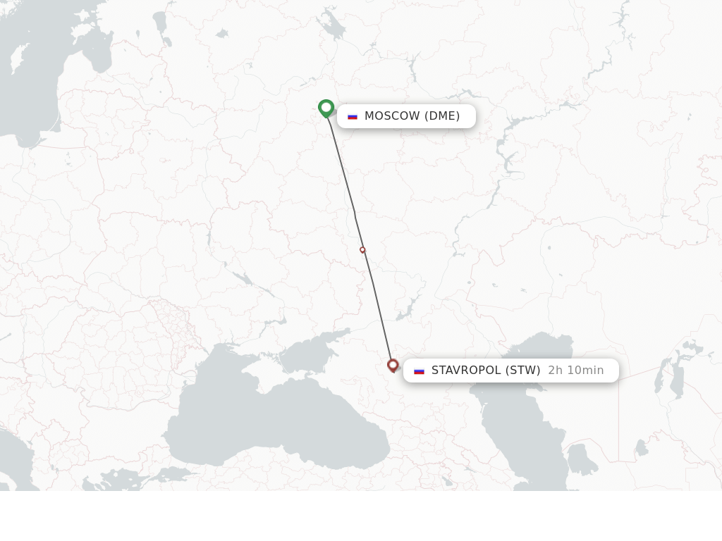 Flights from Moscow to Stavropol route map