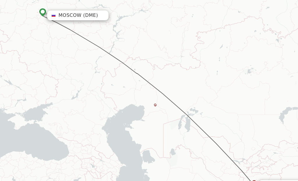 Flights from Moscow to Kulyab route map