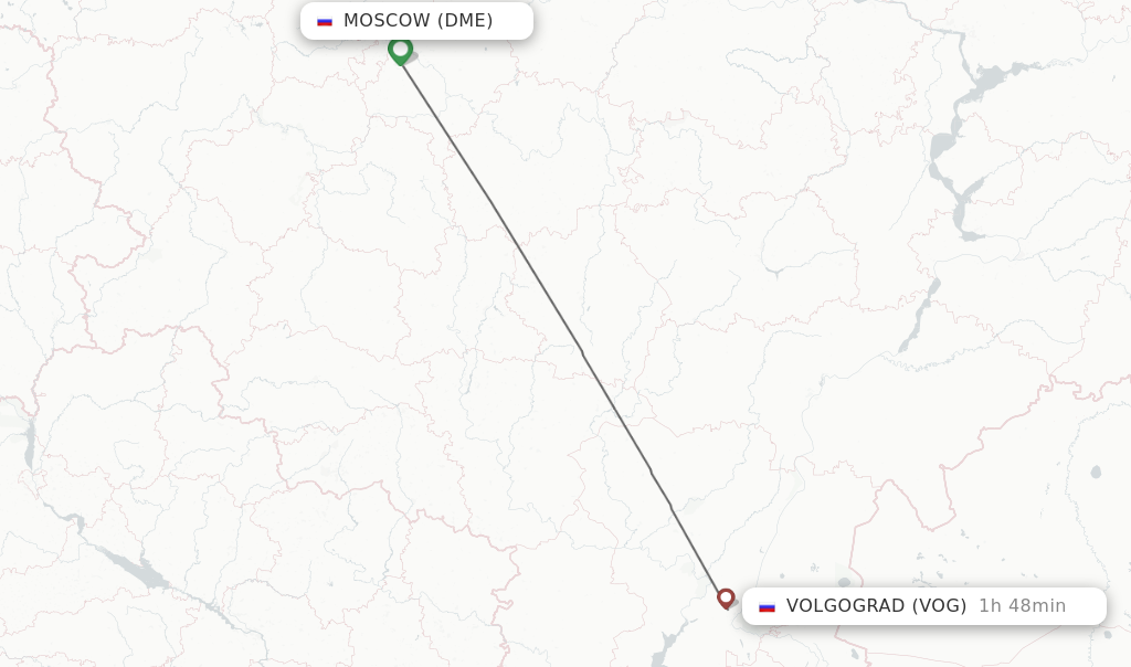 Flights from Moscow to Volgograd route map