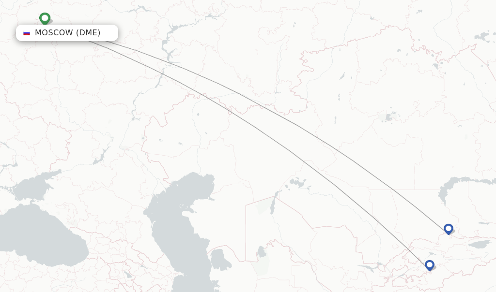 Route map with flights from Moscow with Avia Traffic Company