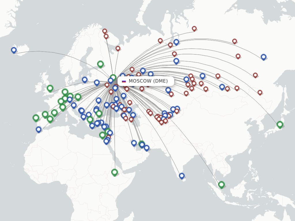 Flights from Moscow to Surgut route map