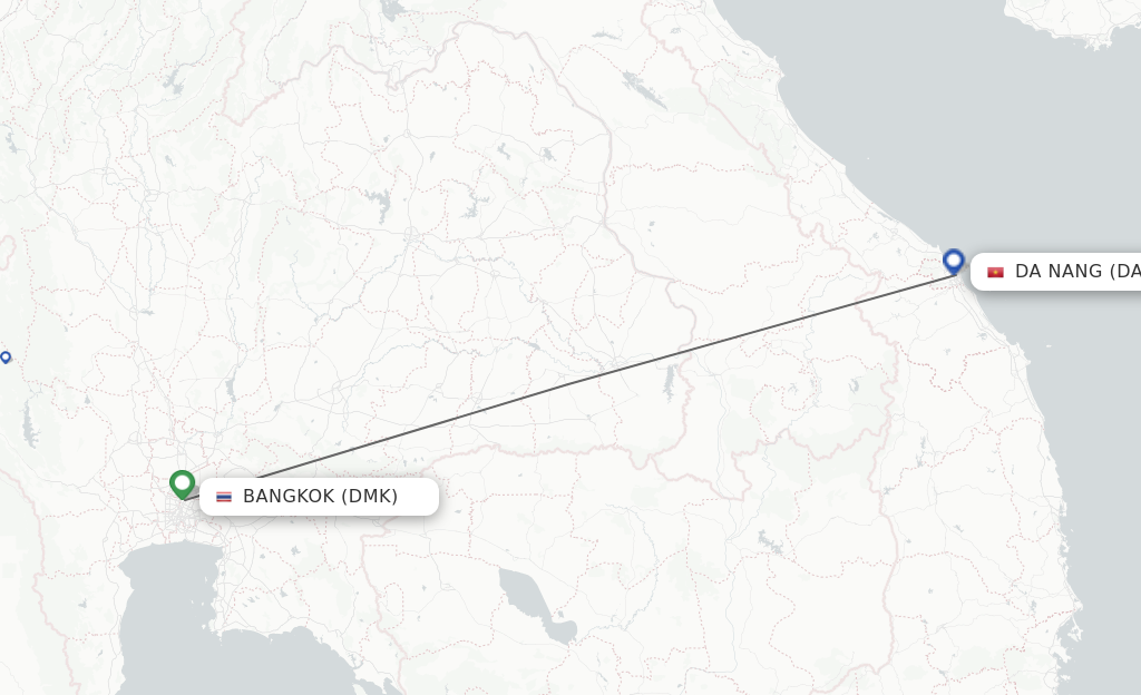 Flights from Bangkok to Da Nang route map