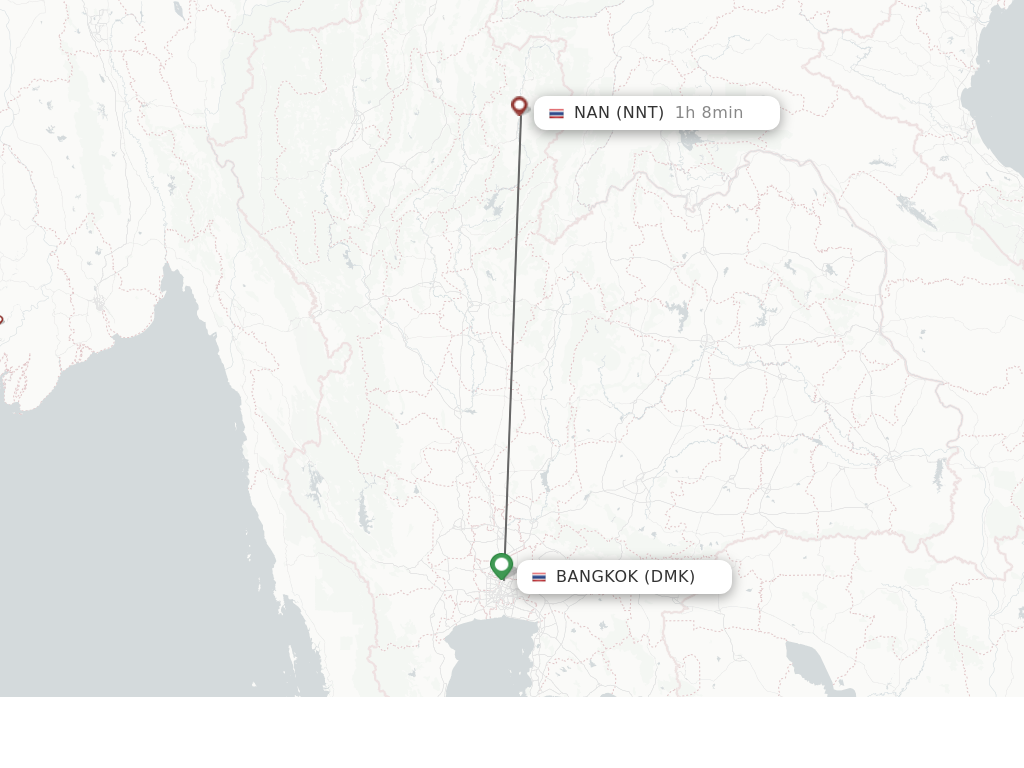 Flights from Bangkok to Nan route map