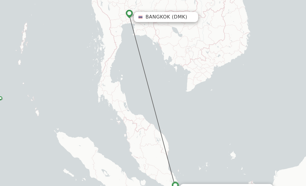 Flights from Bangkok to Singapore route map