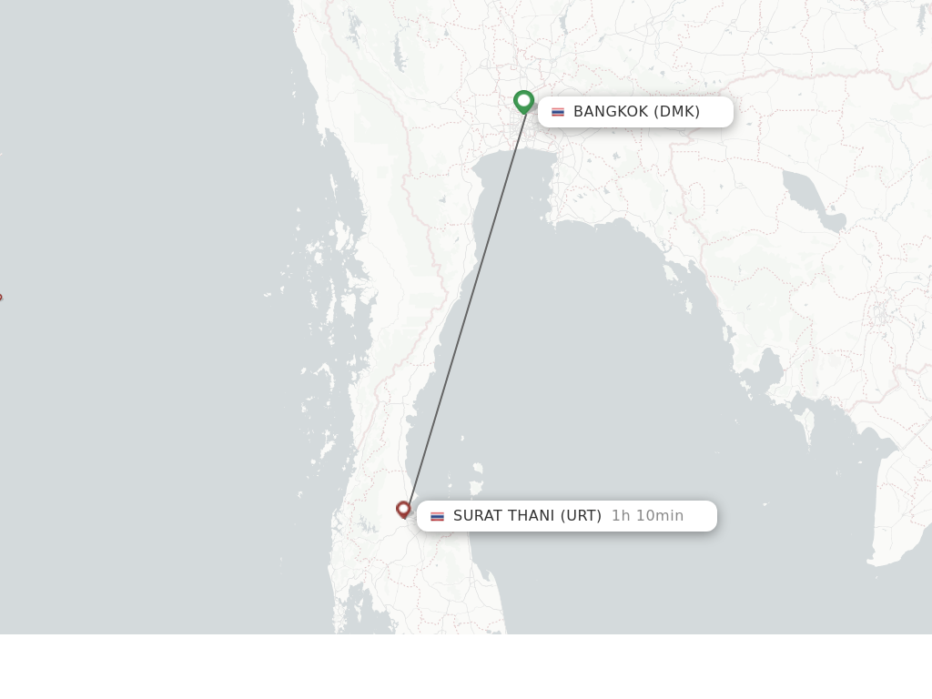Flights from Bangkok to Surat Thani route map