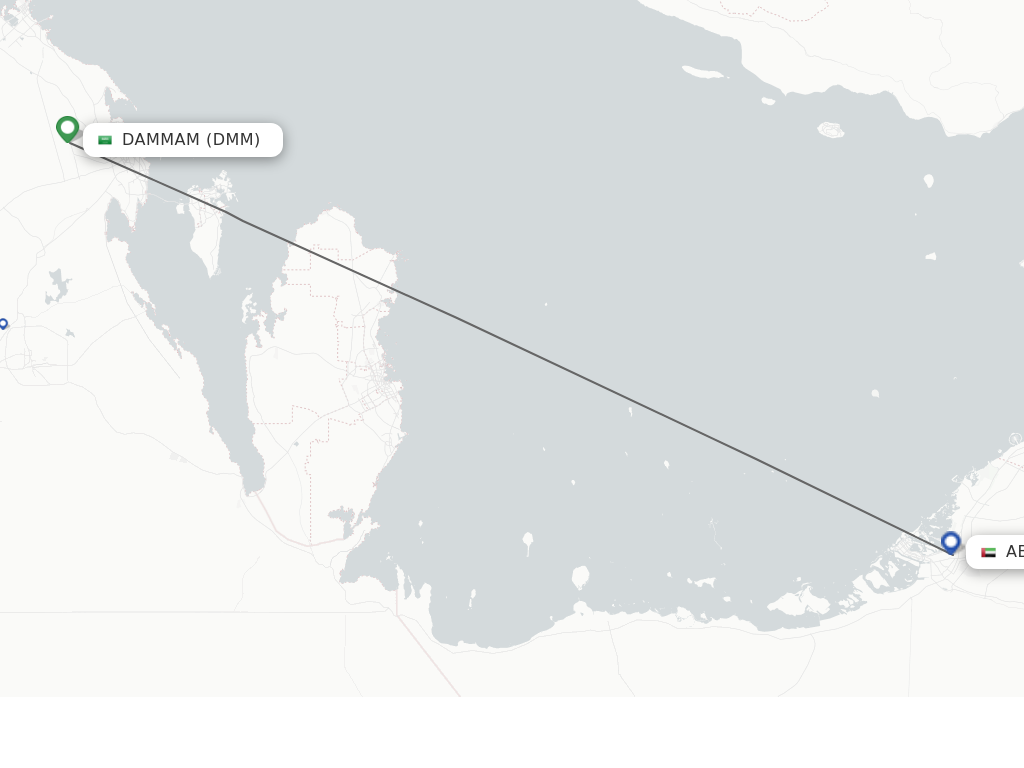 Flights from Dammam to Abu Dhabi route map