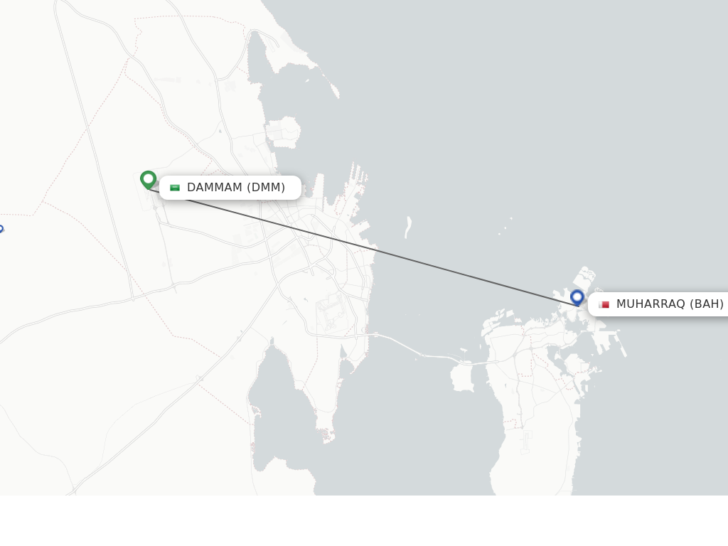 Flights from Dammam to Muharraq route map