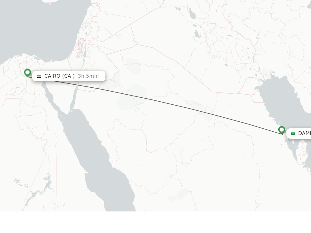 Flights from Dammam to Cairo route map
