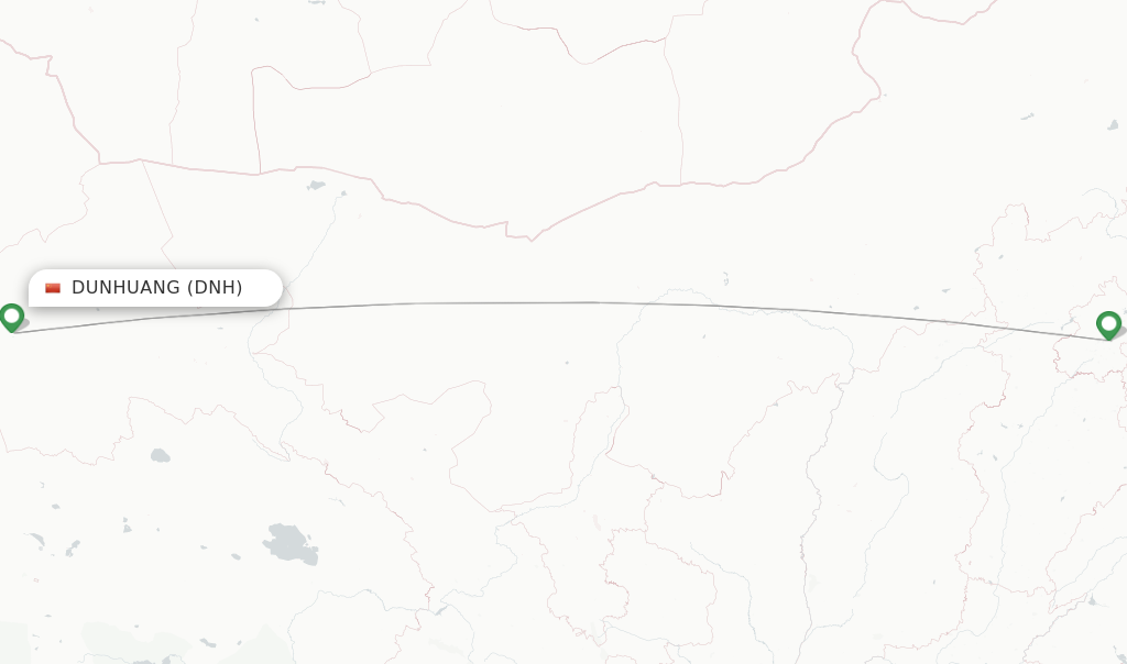 Route map with flights from Dunhuang with Air China