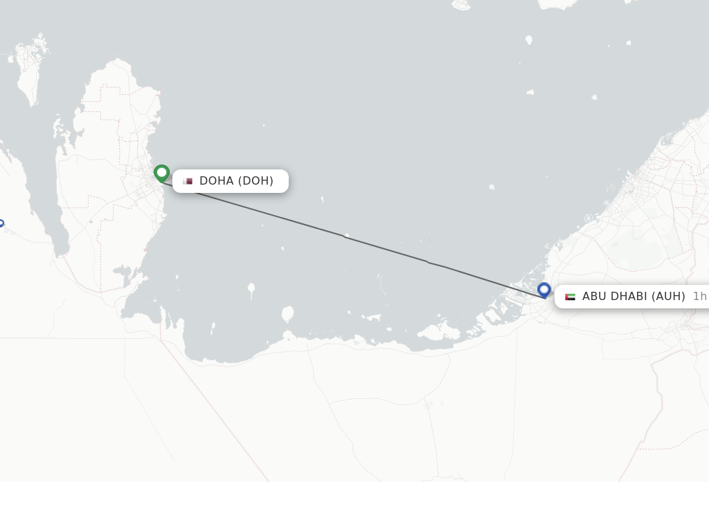 Flights from Doha to Abu Dhabi route map
