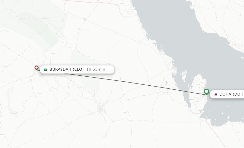 Flights from Doha to Gassim route map