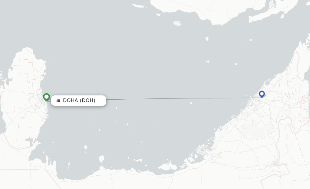 Route map with flights from Doha with Air Arabia