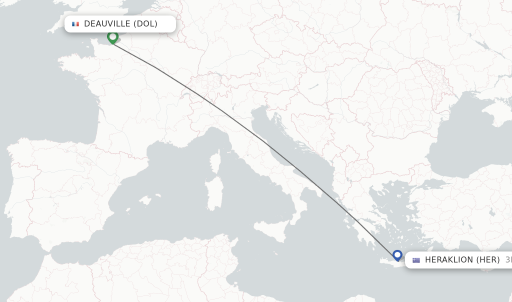 Flights from Deauville to Heraklion route map