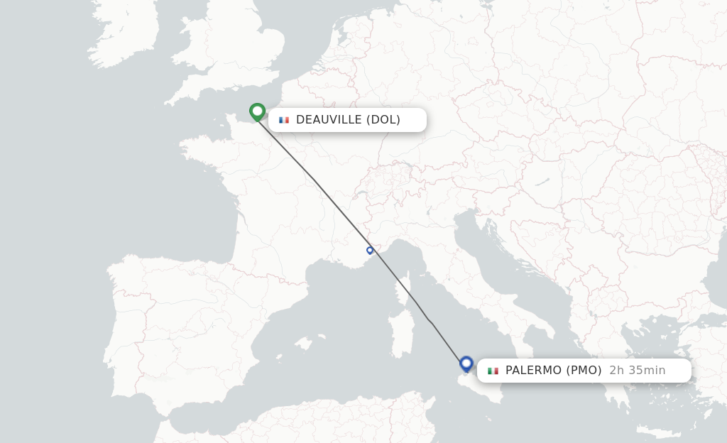 Flights from Deauville to Palermo route map