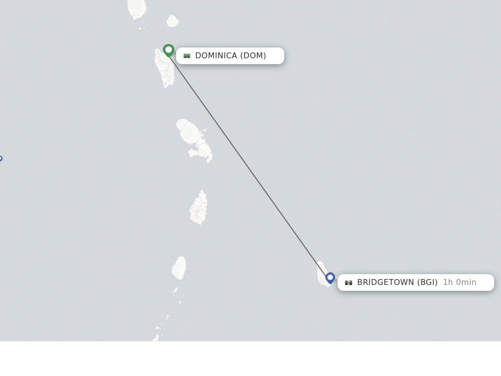 Flights from Dominica to Bridgetown route map