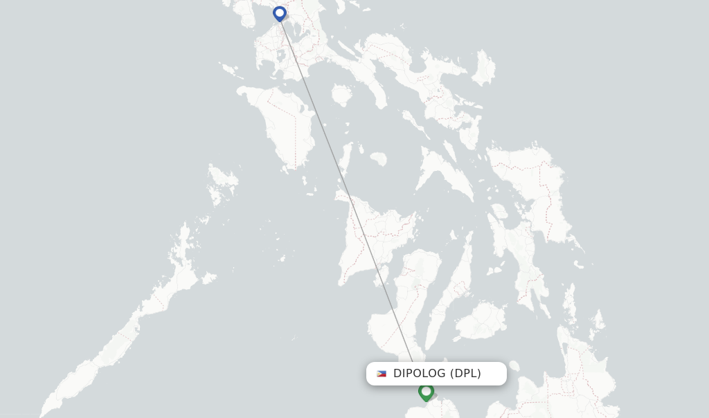 Route map with flights from Dipolog with Cebu Pacific