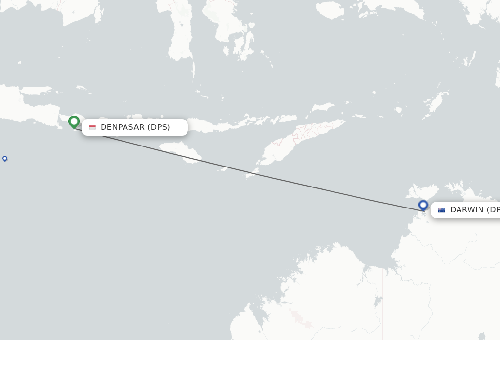 Flights from Denpasar to Darwin route map