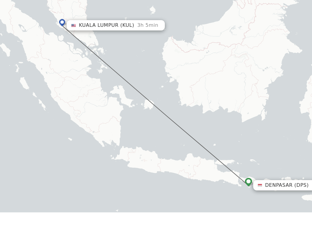Flights from Denpasar to Kuala Lumpur route map
