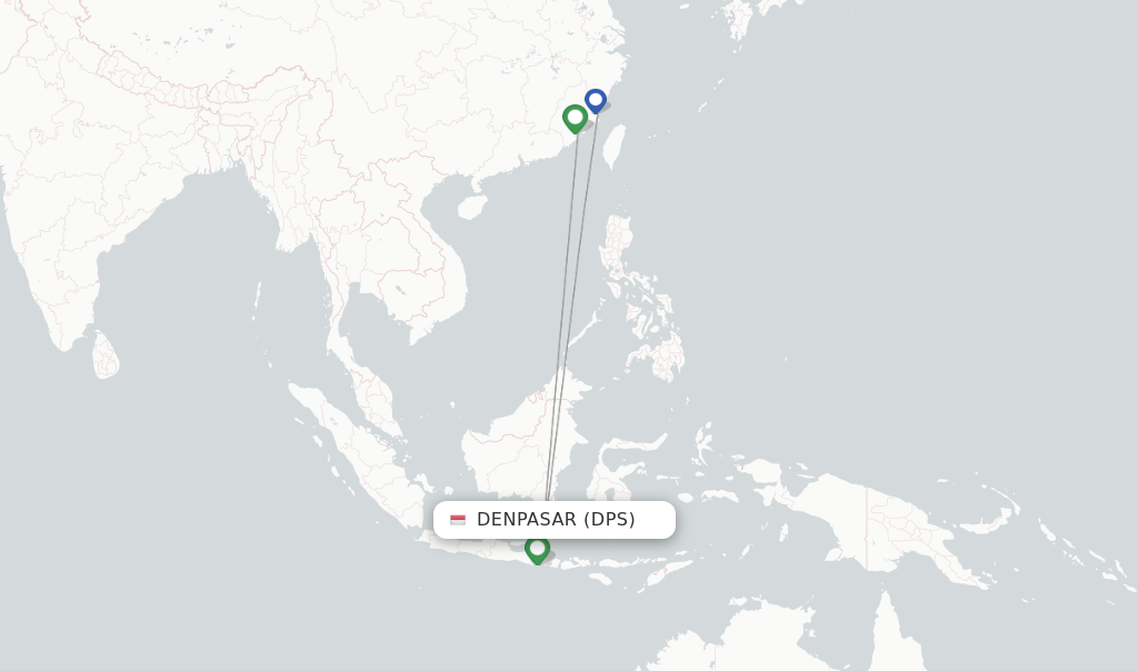 Route map with flights from Denpasar with XiamenAir