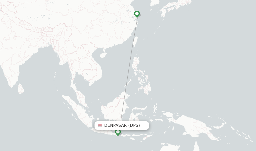 Route map with flights from Denpasar with China Eastern
