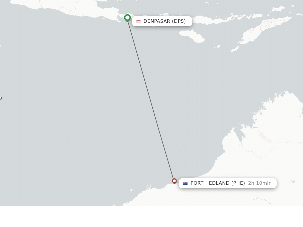 Flights from Port Hedland to Denpasar route map