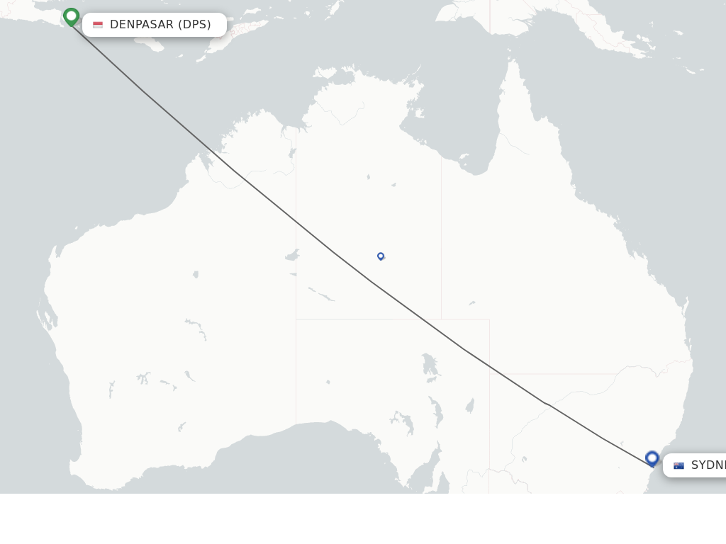 Flights from Denpasar to Sydney route map