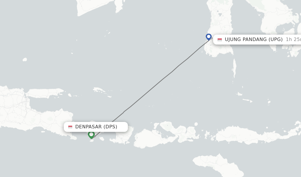 Direct (non-stop) flights from Denpasar to Ujung Pandang - schedules ...