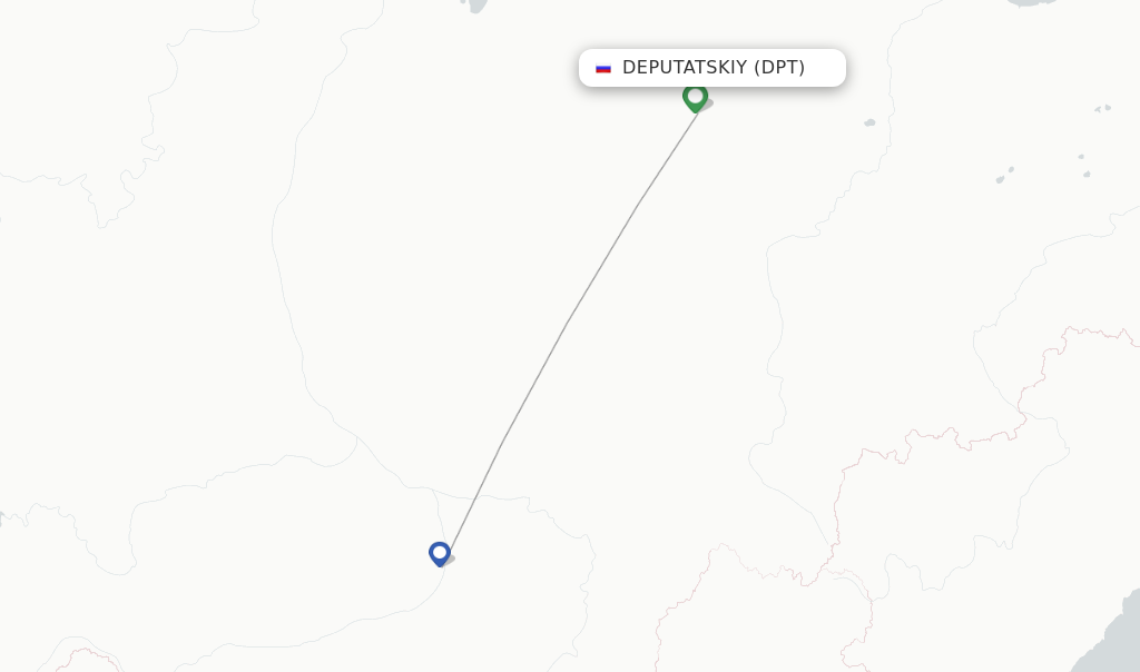 Route map with flights from Deputatskiy with Yakutia
