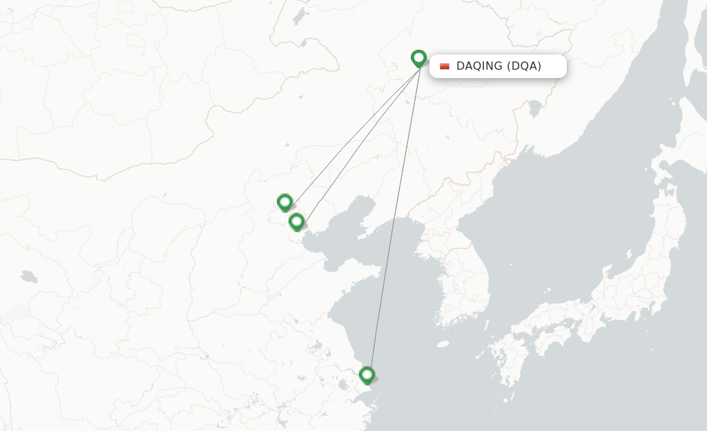Route map with flights from Daqing with Air China