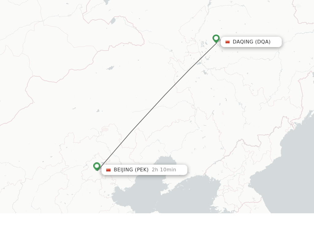 Flights from Daqing to Beijing route map