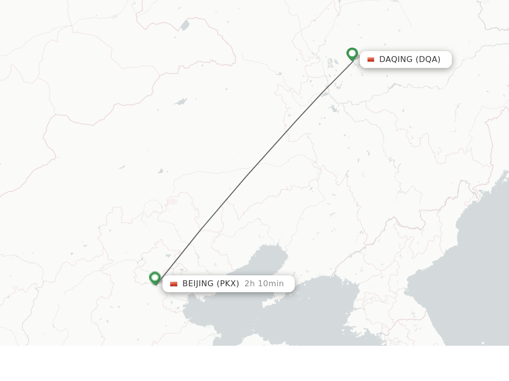Flights from Daqing to Beijing route map