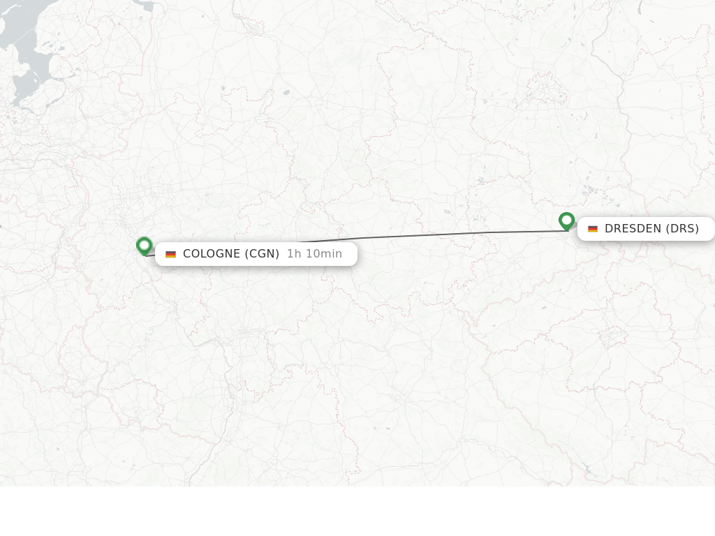 Flights from Dresden to Cologne route map