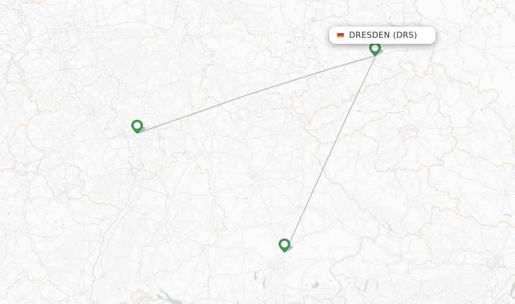 Route map with flights from Dresden with Lufthansa